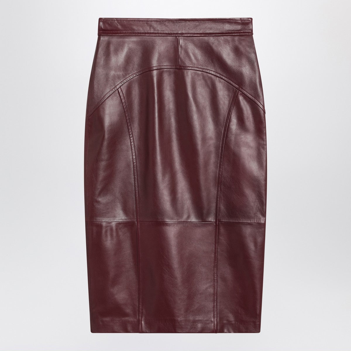 Bordeaux Nappa Leather Pencil Skirt — Max Mara Studio