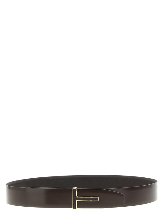 Tom Ford T Reversible Belt — Brown Leather, 4 cm