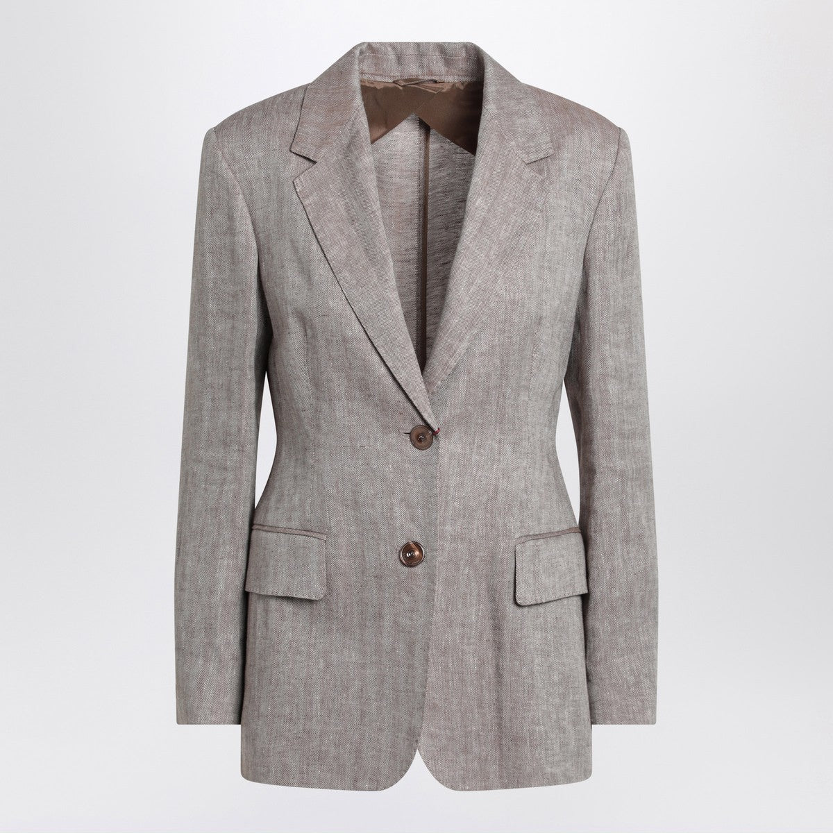 Max Mara Studio Beige single-breasted linen jacket