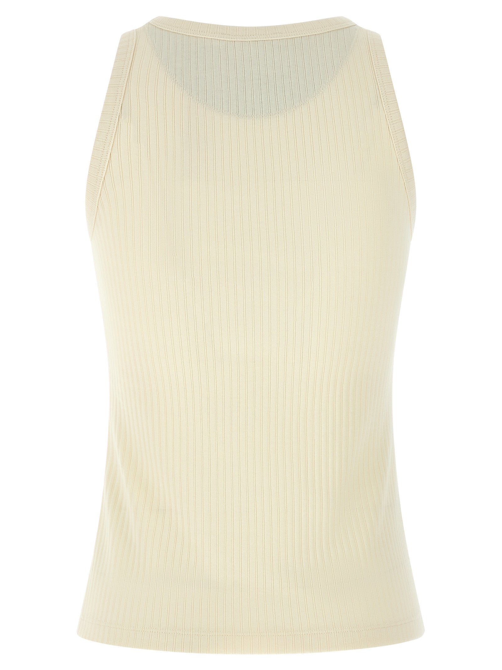 Marni Logo Patch Tank Top — Beige Cotton Topwear