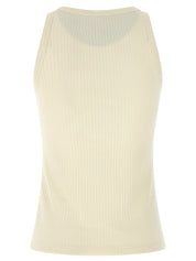 Marni Logo Patch Tank Top — Beige Cotton Topwear
