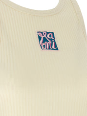 Marni Logo Patch Tank Top — Beige Cotton Topwear
