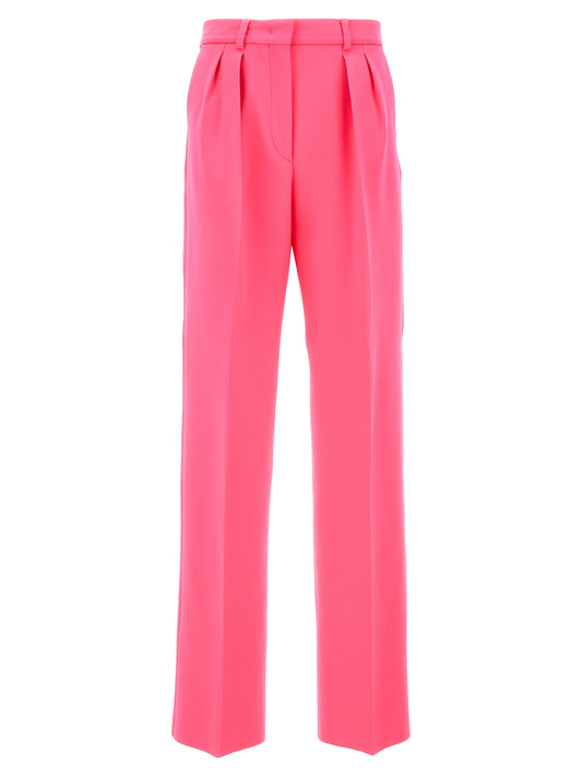 Sportmax Tibet Trousers — Fuchsia Wool Wide-Leg