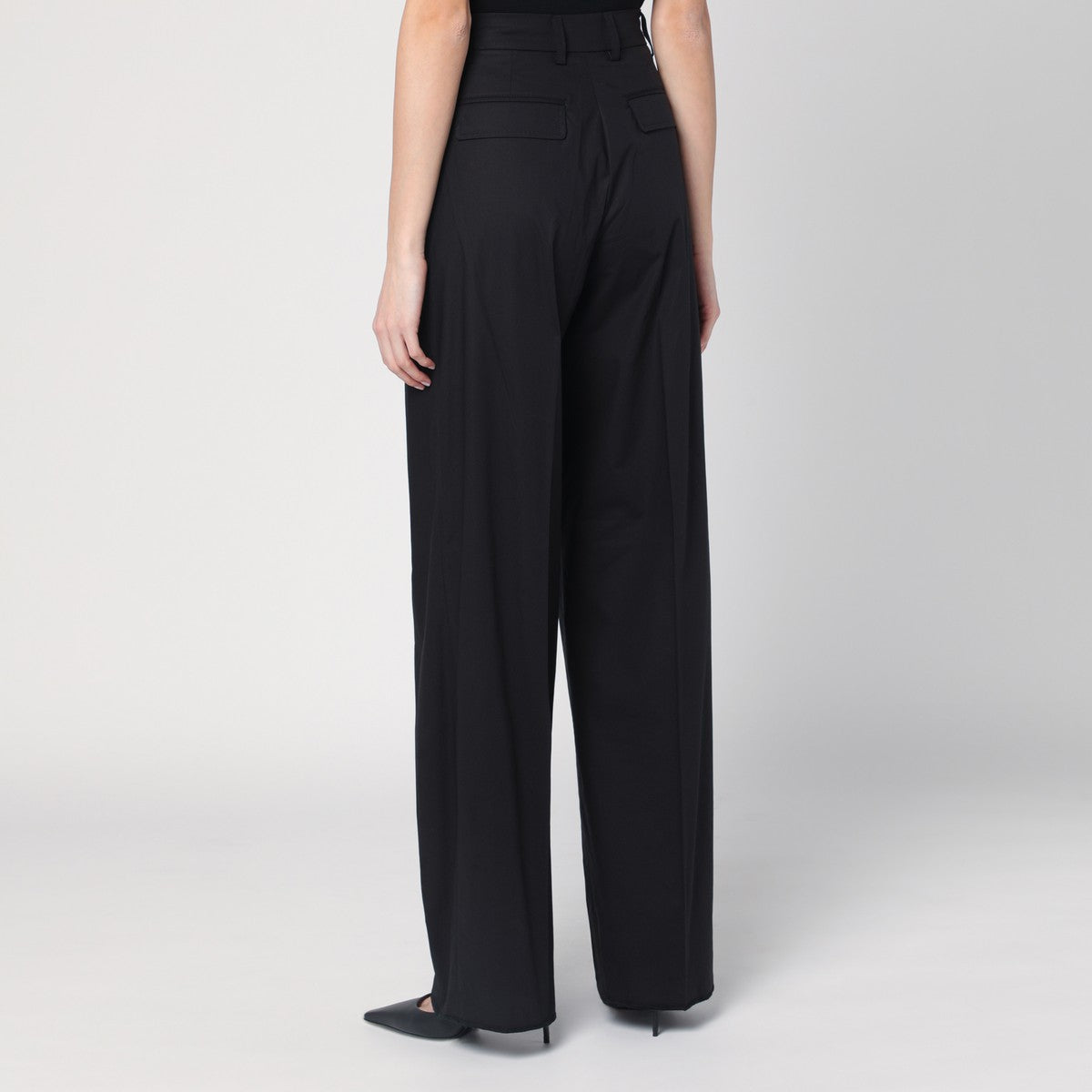 TheLatest Wide black Axel trousers in cotton