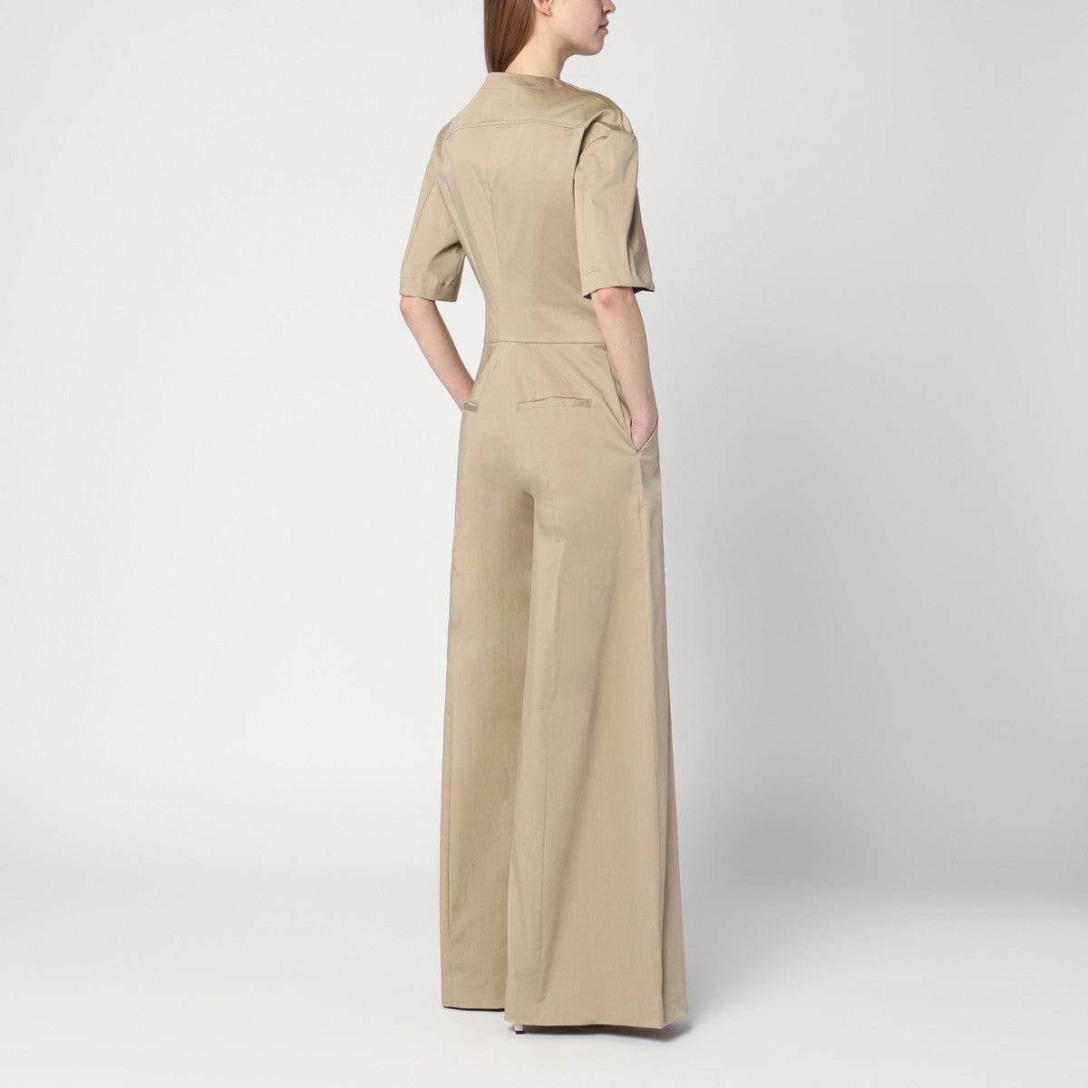 TheLatest Sand coloured palazzo jumpsuit in cotton