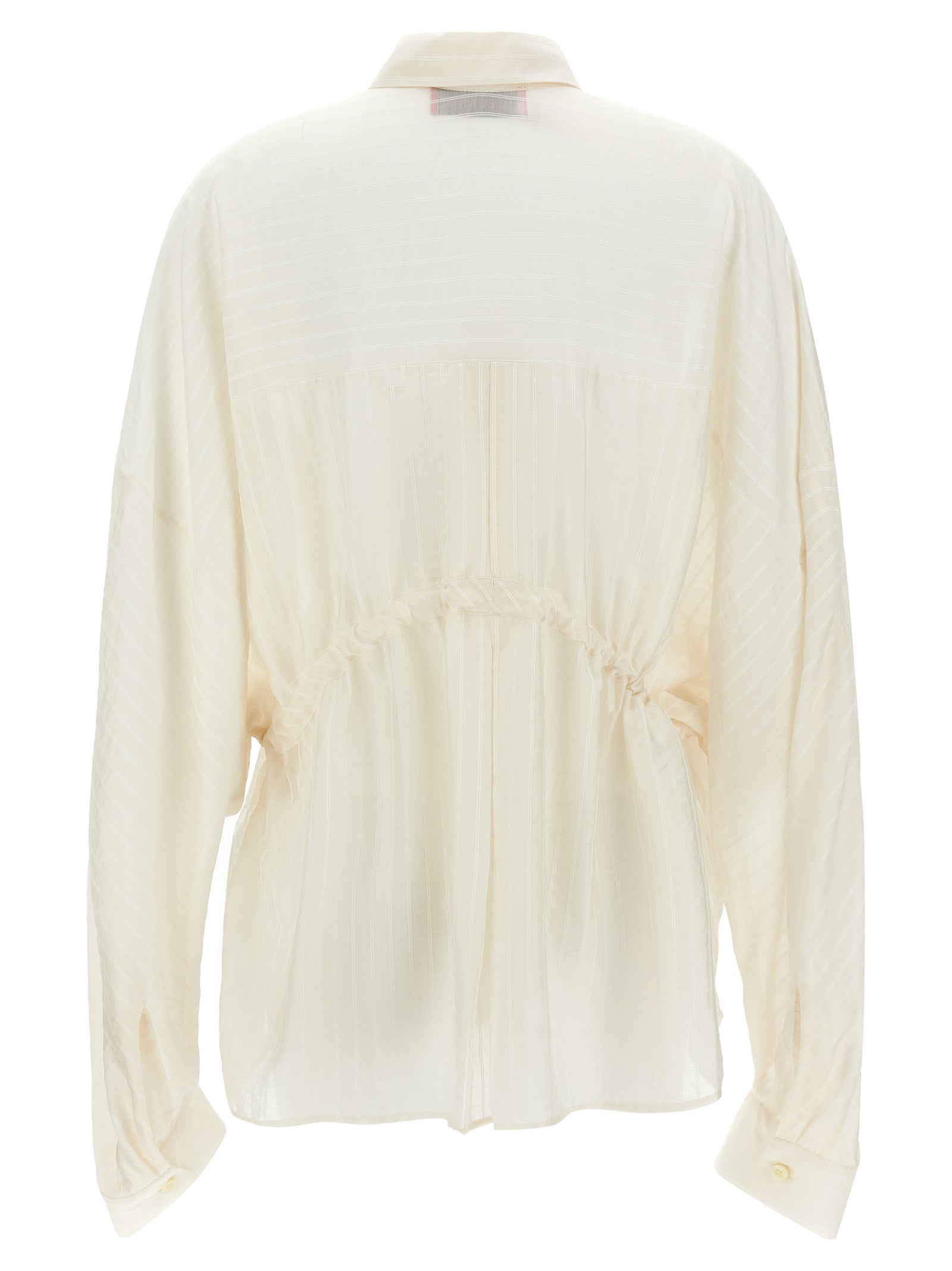 TheLatest Dalida Shirt — Beige Semi‑Transparent Muslin