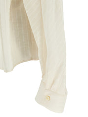 TheLatest Dalida Shirt — Beige Semi‑Transparent Muslin