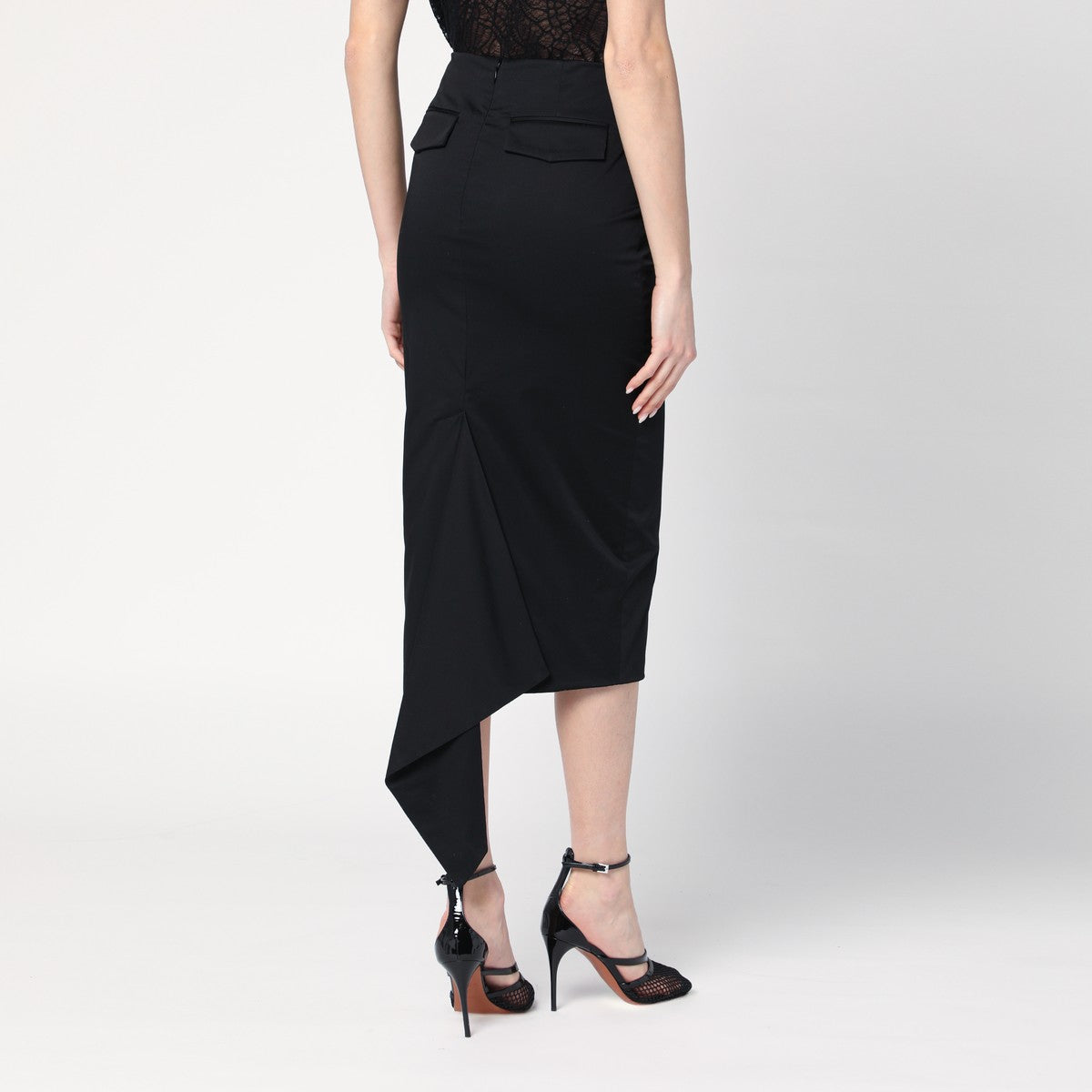 Black cotton midi skirt — TheLatest elegant everyday staple