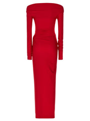 The Andamane Wallis Red Jumpsuit — Off-Shoulder Luxury