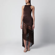 THE ANDAMANE Marisol sleeveless maxi dress in jersey, dark brown