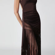THE ANDAMANE Marisol sleeveless maxi dress in jersey, dark brown