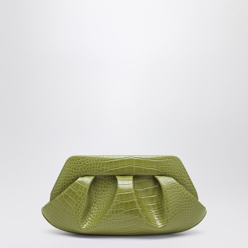 Pochette THEMOIRè Emera en effet crocodile kiwi