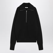 LEMAIRE Black wool zip sweater