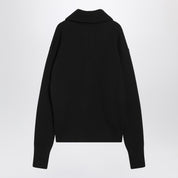 LEMAIRE Black wool zip sweater