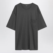LEMAIRE Charcoal grey cotton and silk T-shirt