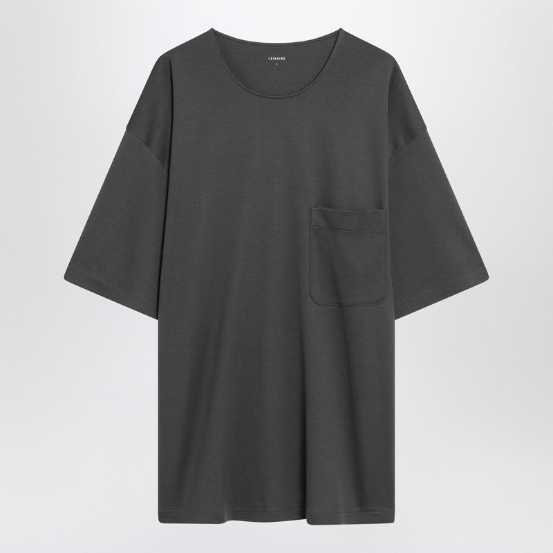 LEMAIRE Charcoal grey cotton and silk T-shirt