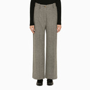 Patou Grey herringbone regular trousers in virgin wool