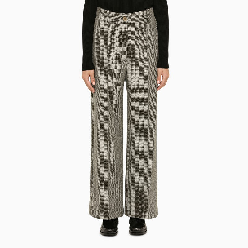 Patou Grey herringbone regular trousers in virgin wool
