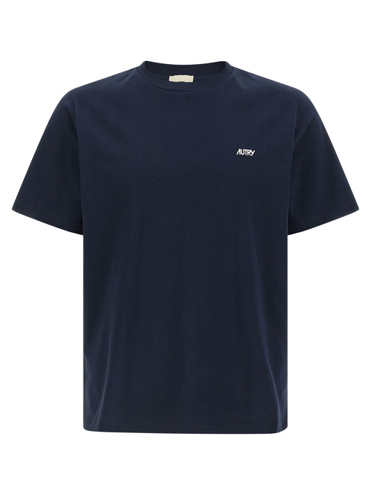 Autry Logo Embroidery T-shirt — Blue Men's Topwear