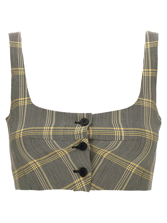 Marni Cropped Check Top — Wool Blend Topwear (Women)