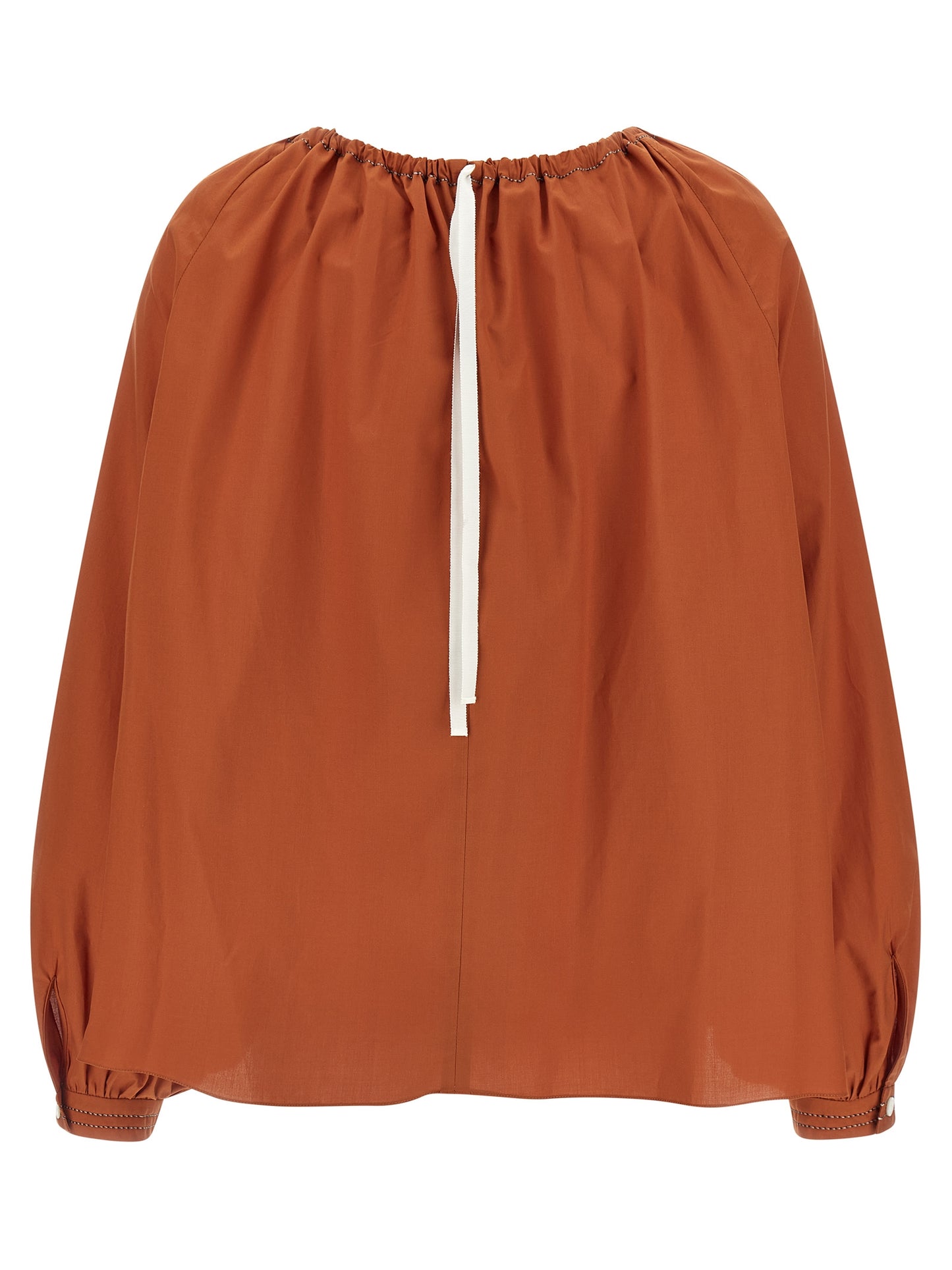 Marni Boat Neck Blouse — Orange Cotton Poplin