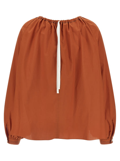 Marni Boat Neck Blouse — Orange Cotton Poplin