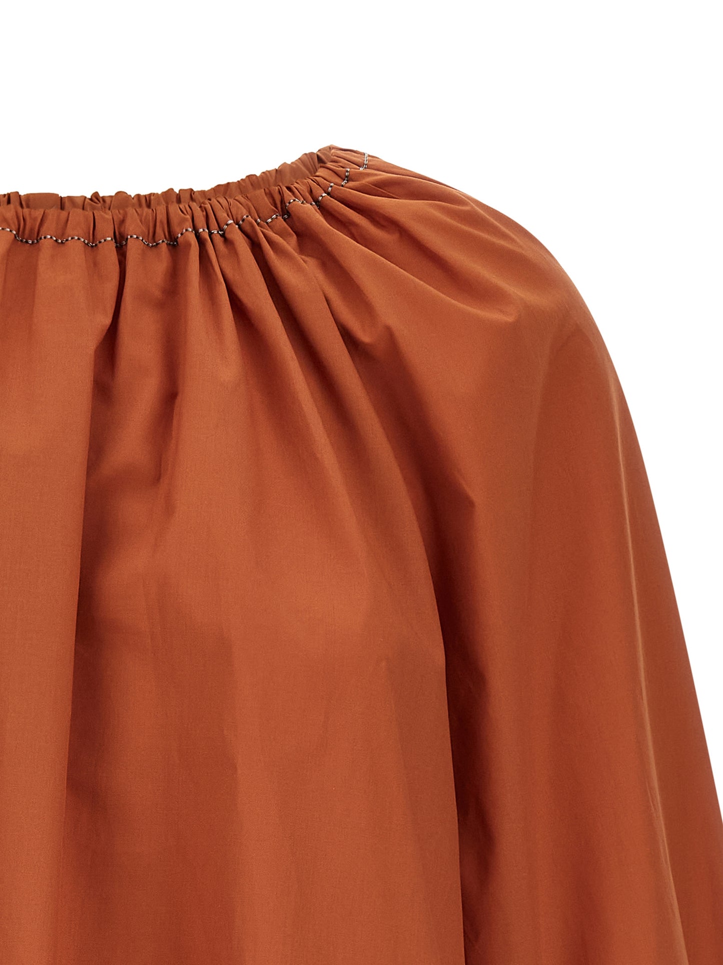 Marni Boat Neck Blouse — Orange Cotton Poplin