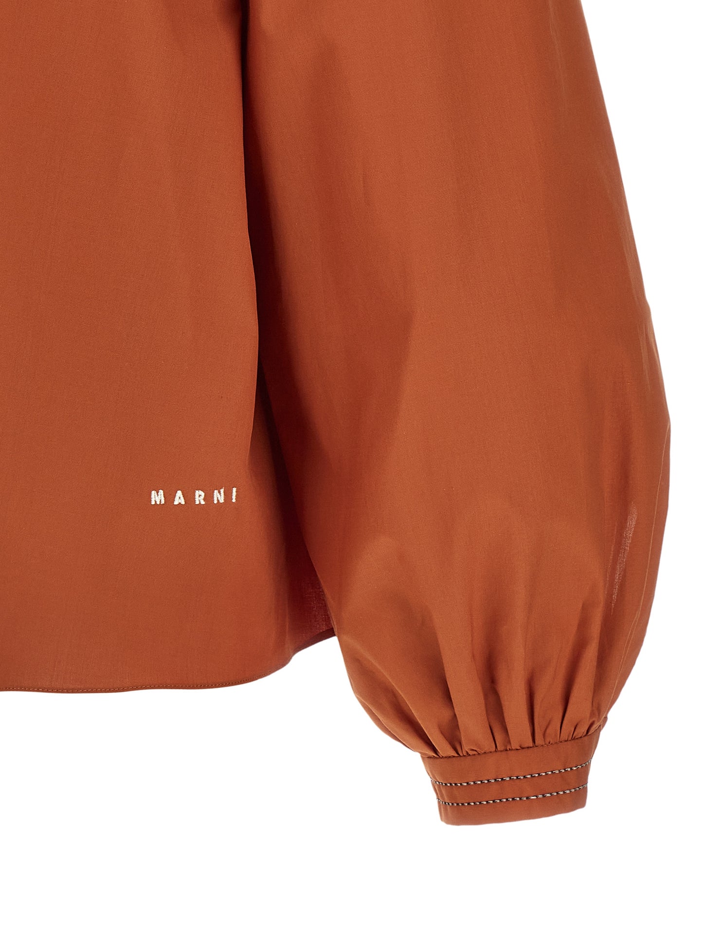 Marni Boat Neck Blouse — Orange Cotton Poplin