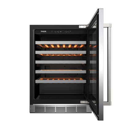Thor Kitchen 24-Inch Single Zone Wine Cooler, 46 Wine Bottle Capacity – TWC24US