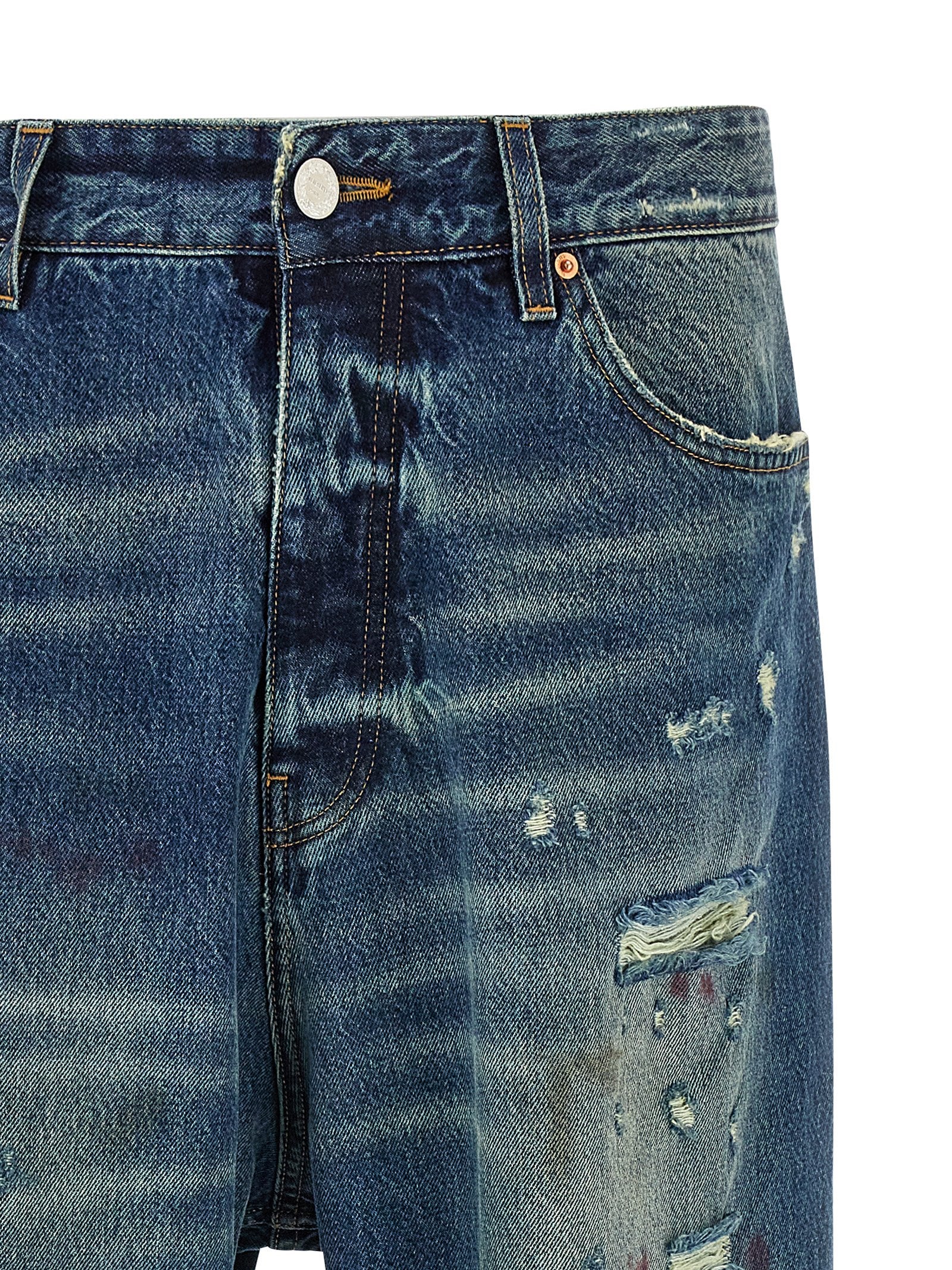 Vetements Blue Distressed Baggy Jeans