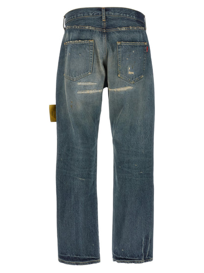 Undercover Embroidery Jeans for Men — Distressed Blue Denim