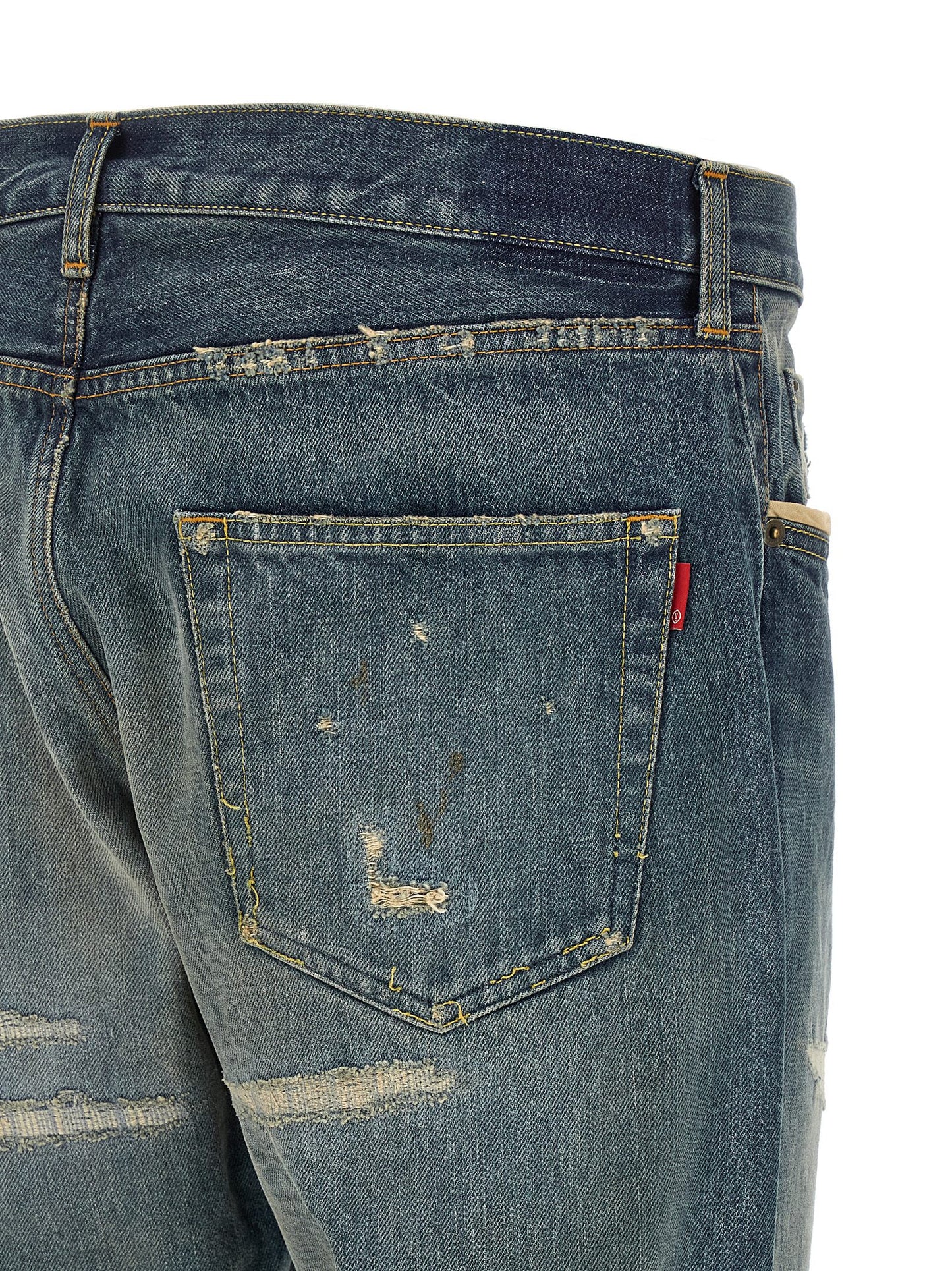 Undercover Embroidery Jeans for Men — Distressed Blue Denim