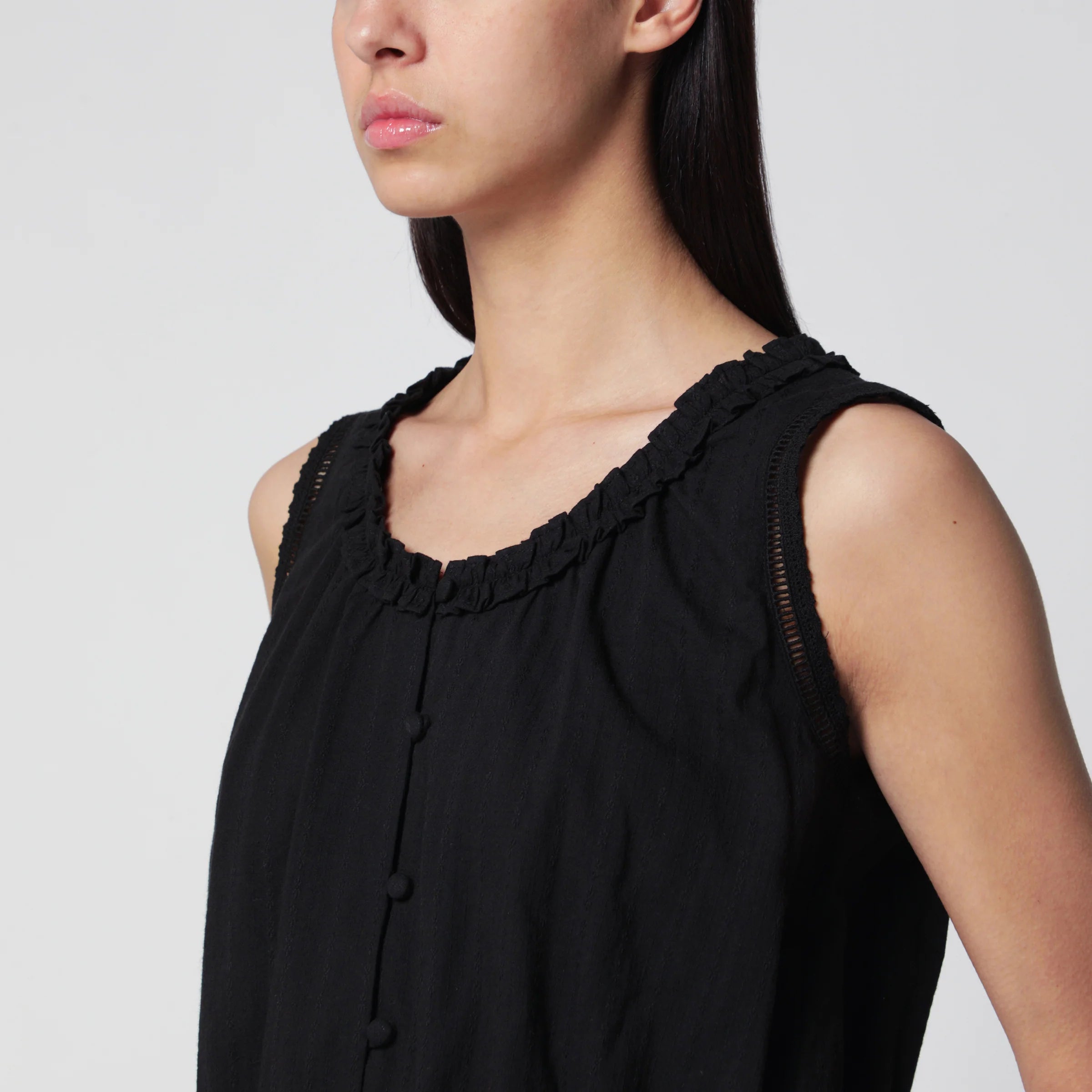Dunst Black perforated cotton tank top