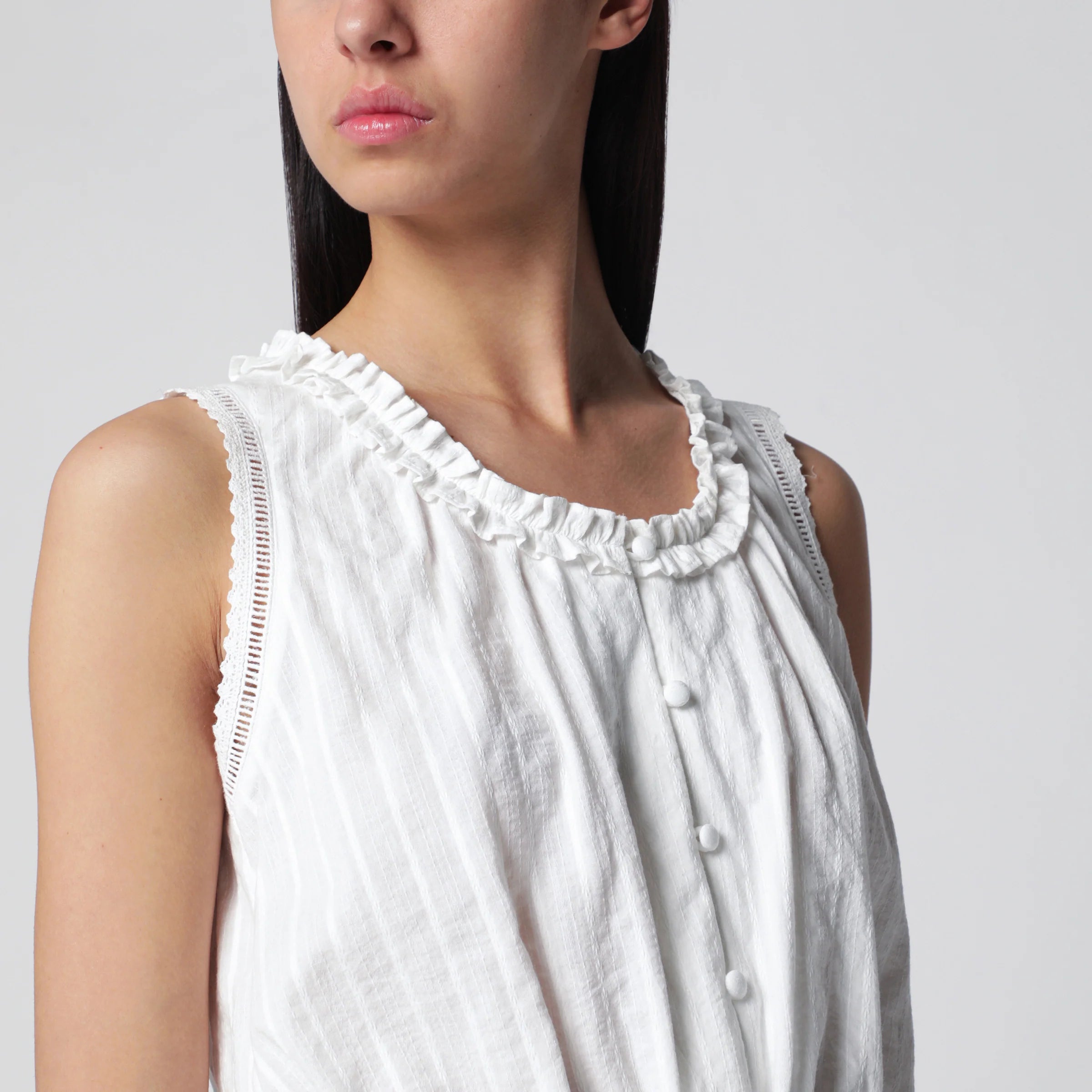 Dunst White perforated cotton tank top