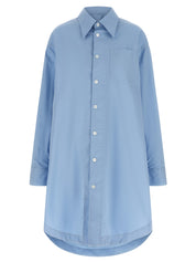 Ami Paris Ami De Coeur Shirt Dress — Light Blue Midi