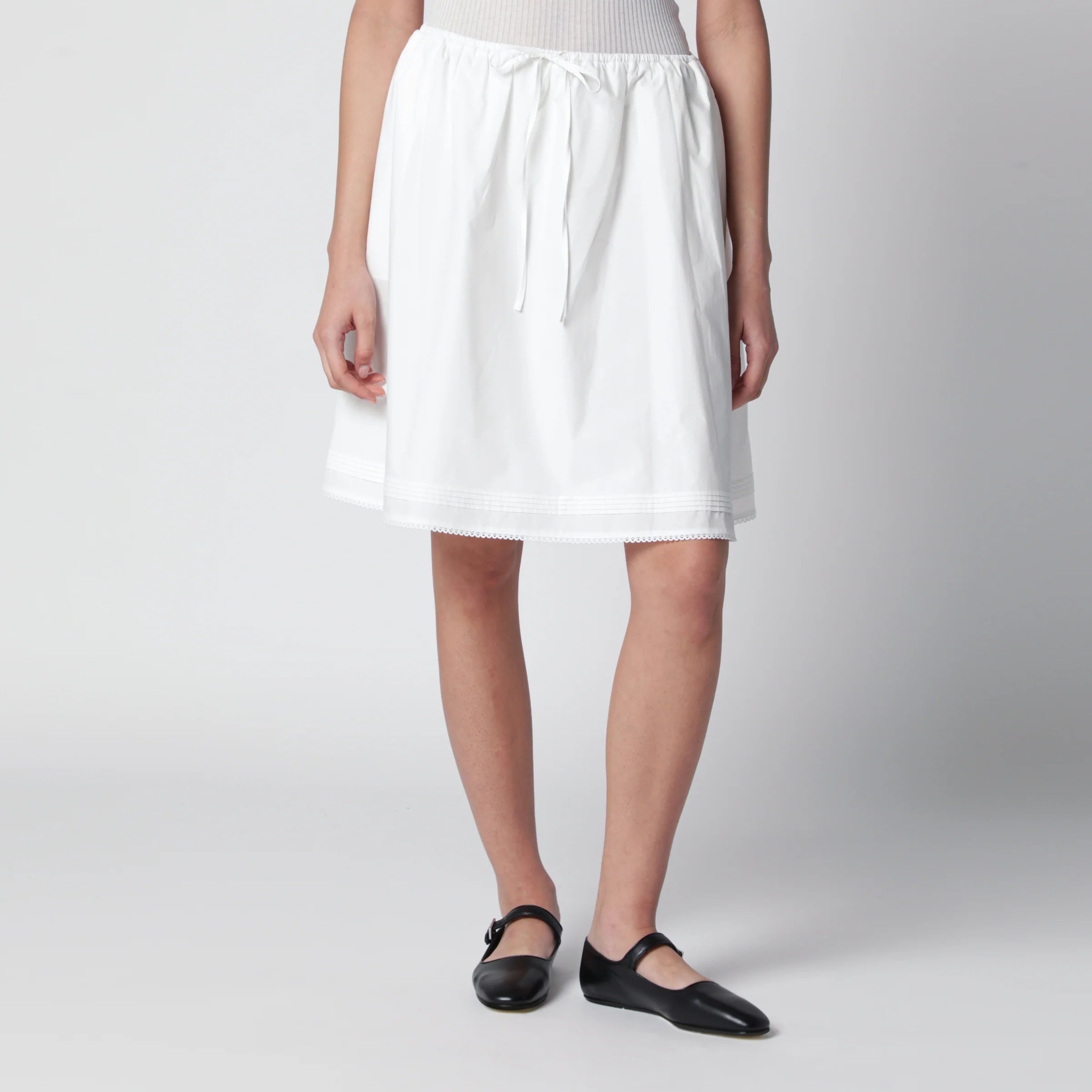 Dunst White cotton midi full skirt