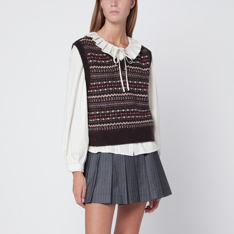 Dunst Brown wool blend waistcoat