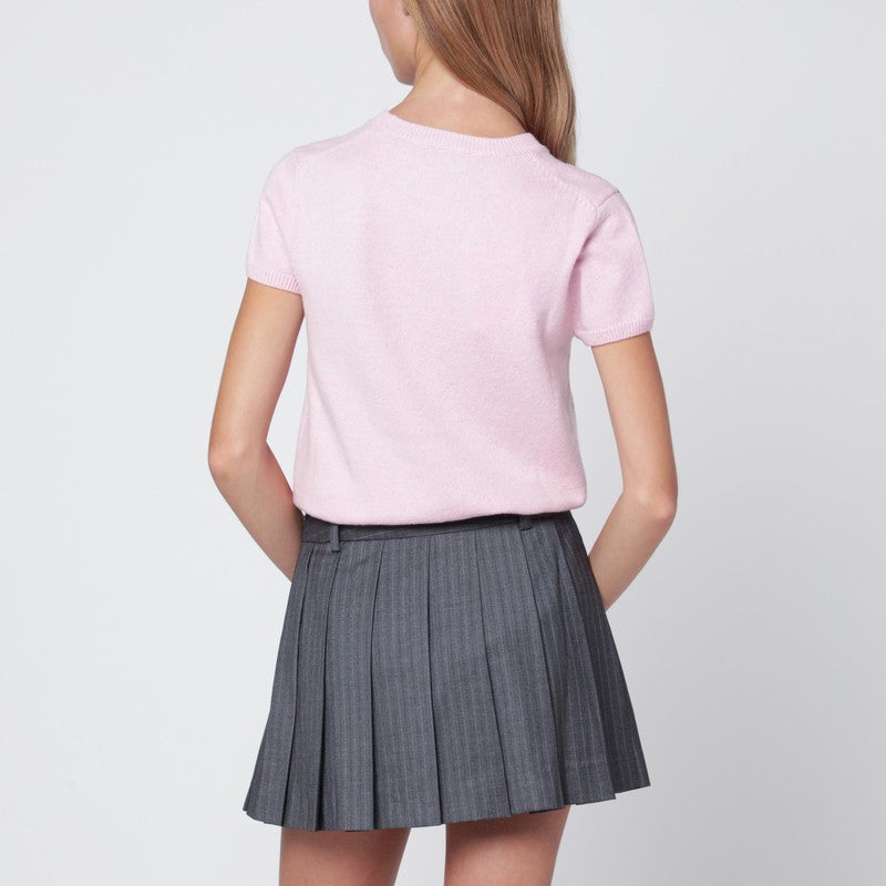 Dunst Pink wool blend jumper with short sleeves