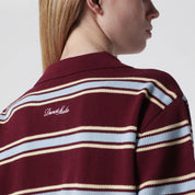 Dunst Burgundy/light blue striped cotton polo shirt