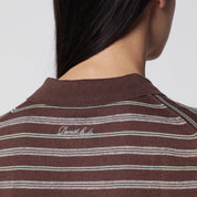 Dunst Brown/mint green striped linen-blend polo shirt
