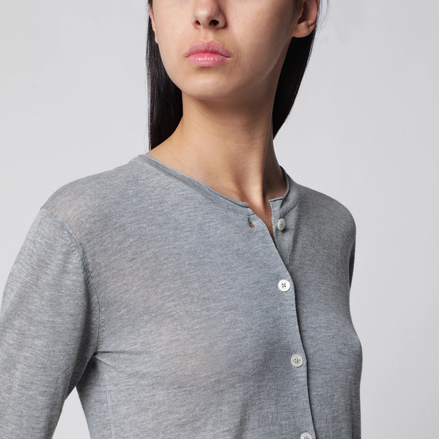 Dunst Dunst Grey Mélange Cotton-Blend Cardigan