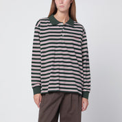 Dunst Dark green striped cotton polo shirt