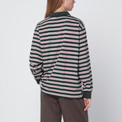Dunst Dark green striped cotton polo shirt