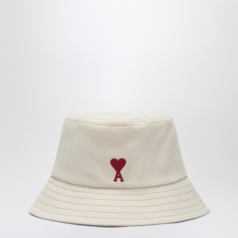 Ami Paris Ami de Coeur Hat in cream cotton