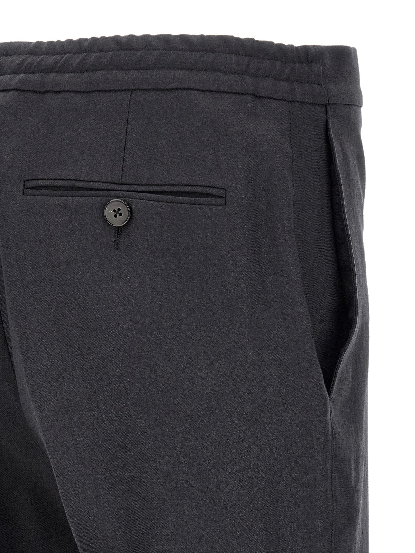 Zegna Linen Trousers for Men — Blue, Tailored Fit