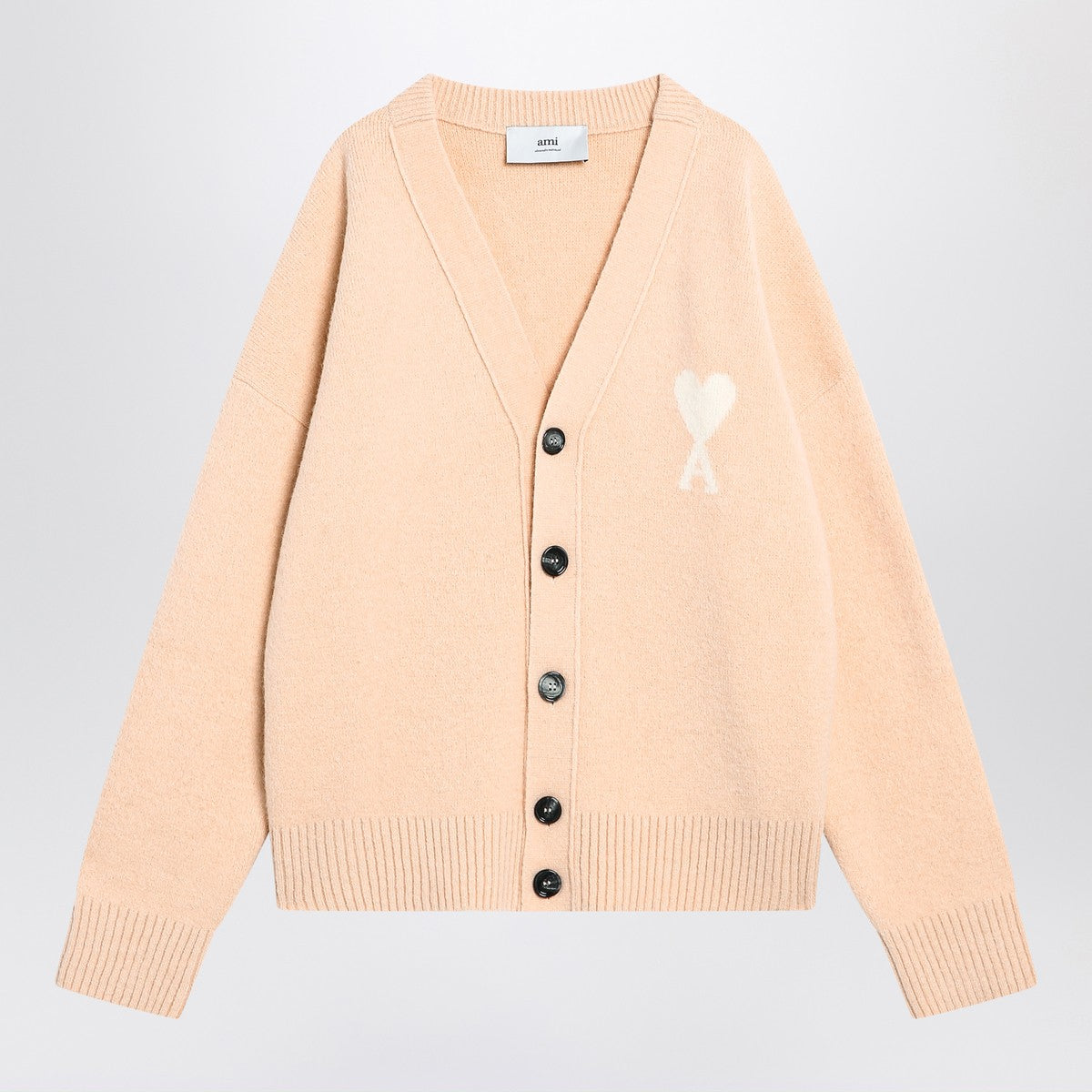 Ami Paris Cardigan en laine beige clair Ami De Coeur