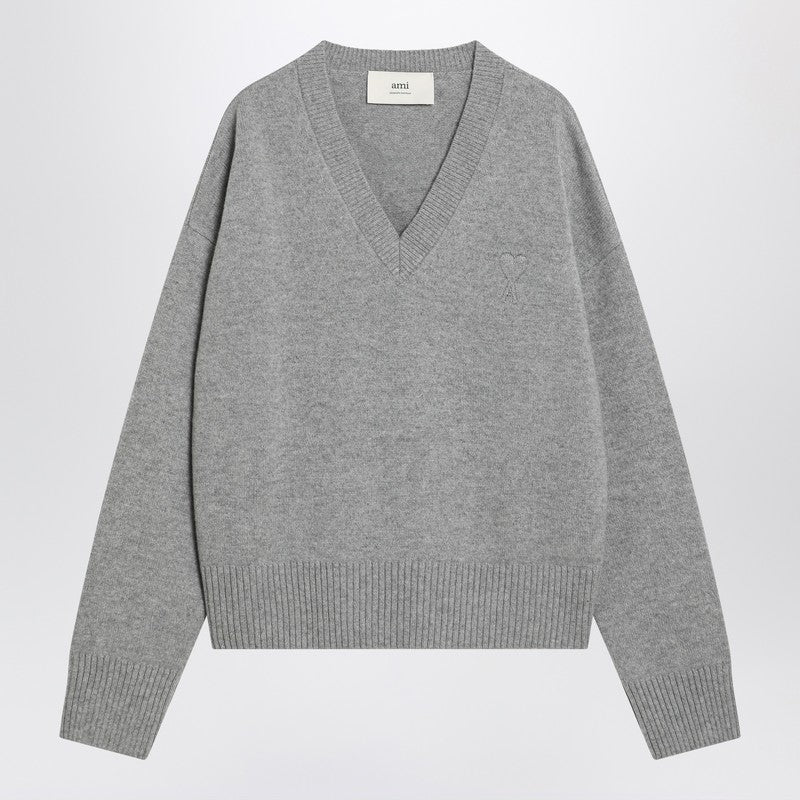 Ami Paris Grey Ami de Coeur sweater in wool and cashmere