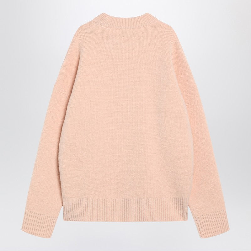 Ami Paris Ami De Coeur powder pink wool blend sweater
