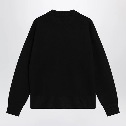 Ami Paris Black Ami de Coeur virgin wool sweater