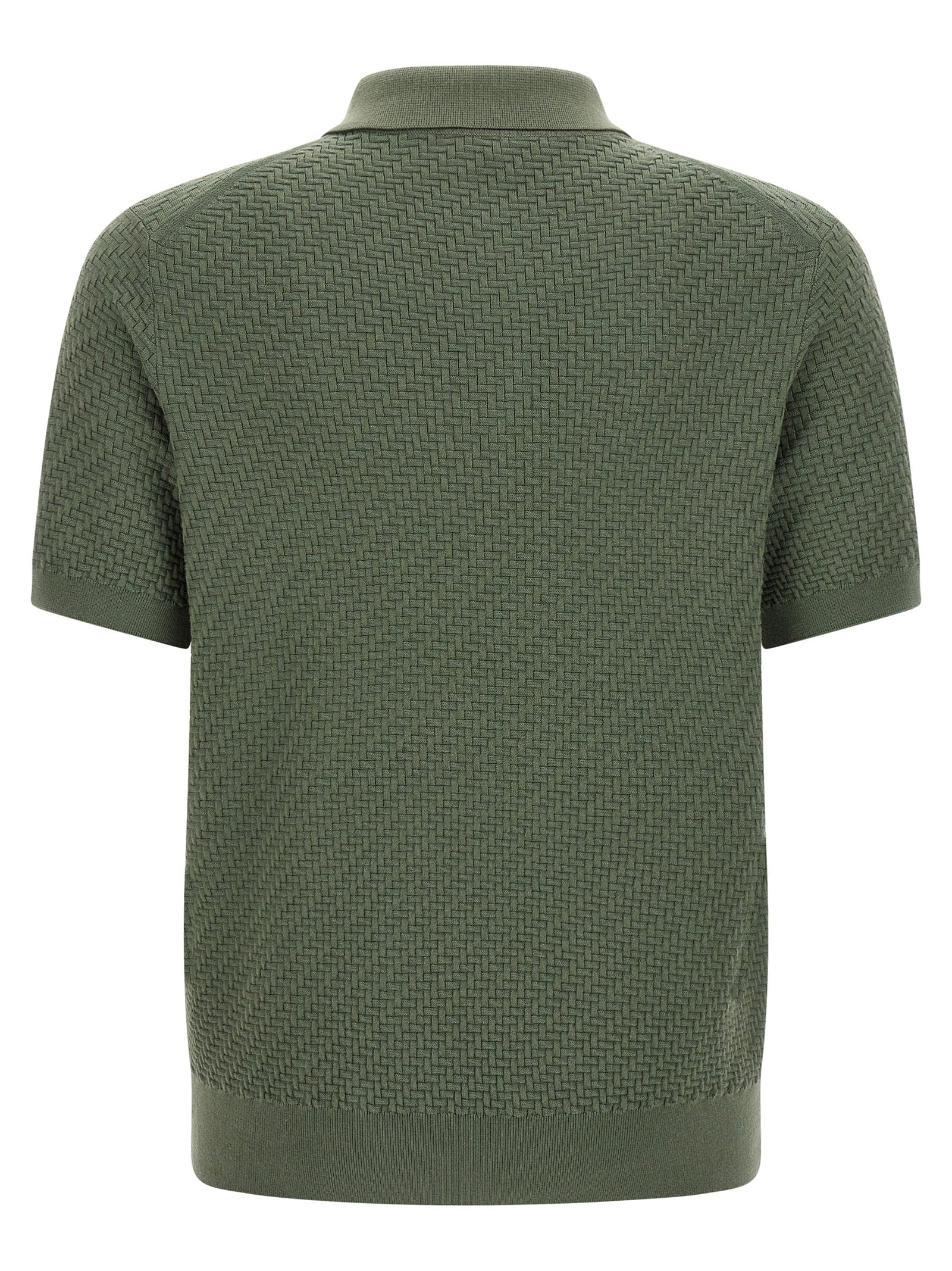 Brioni Weaving Polo Plot Shirt — Men's Green, SS26